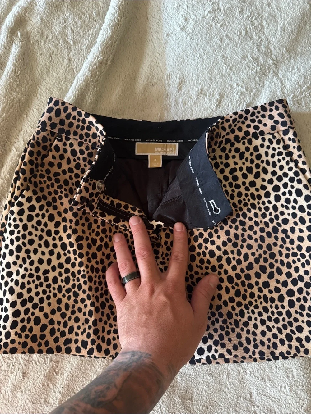 Michael Kors Tan and Black Leopard-Print Mini Skirt